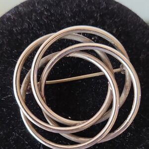 Sterling Silver Interlocking Circle Brooch - Elegant Women’s Jewelry
